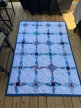 Blue and White Star Patchwork Quilt